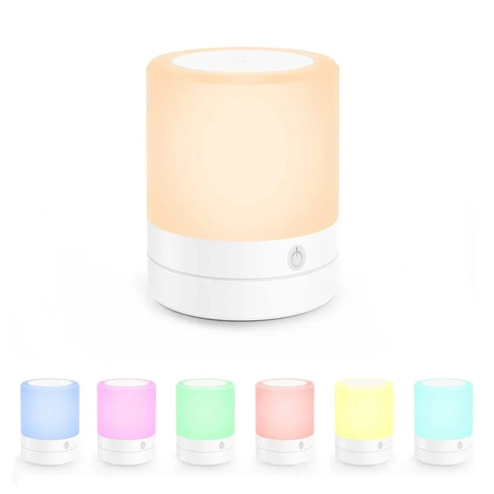 7 colori LED Touch Night Light 1200mAh USB ricaricabile comodino Touch dimmerabile lampada atmosfera per ufficio camera da letto all'aperto