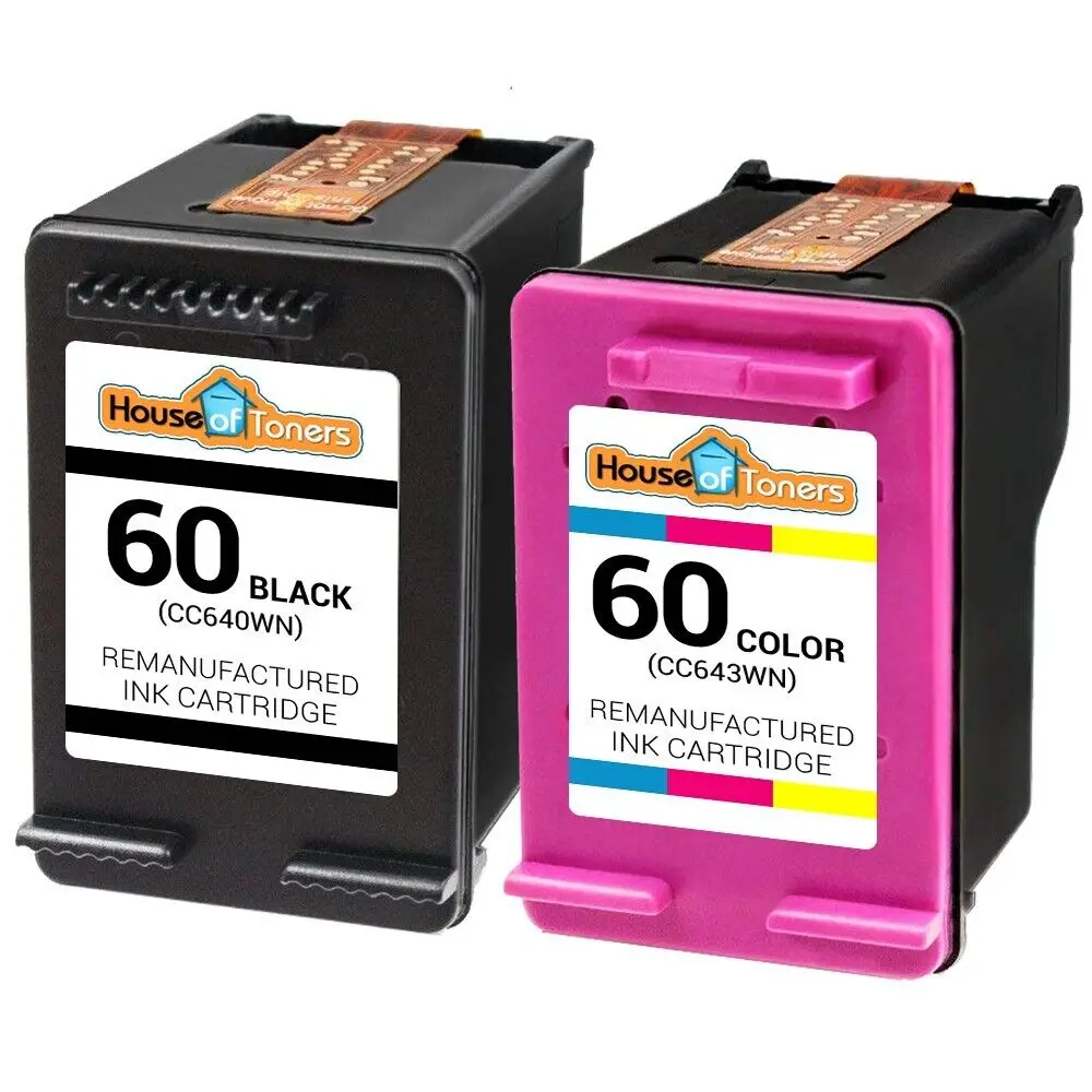 2pk for HP 60 Blk/Clr Cartridges for Deskjet F2423 F2430 F2483 F2492 F4235 F4435