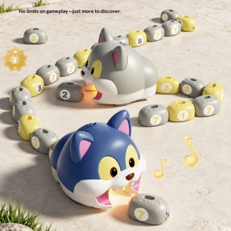 Remote Control Magnetic Hungry Snake Battle Toy Realistic Cat vs Mouse Battle Game Magnetic Eating Snake Puzzle Interactive Toy