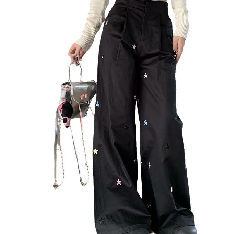 

Autumn Winter Cargo Pants Women's Denim Patchwork High Waist Loose Pants Fashion Trousers for Women Casual Trousers Streetwear