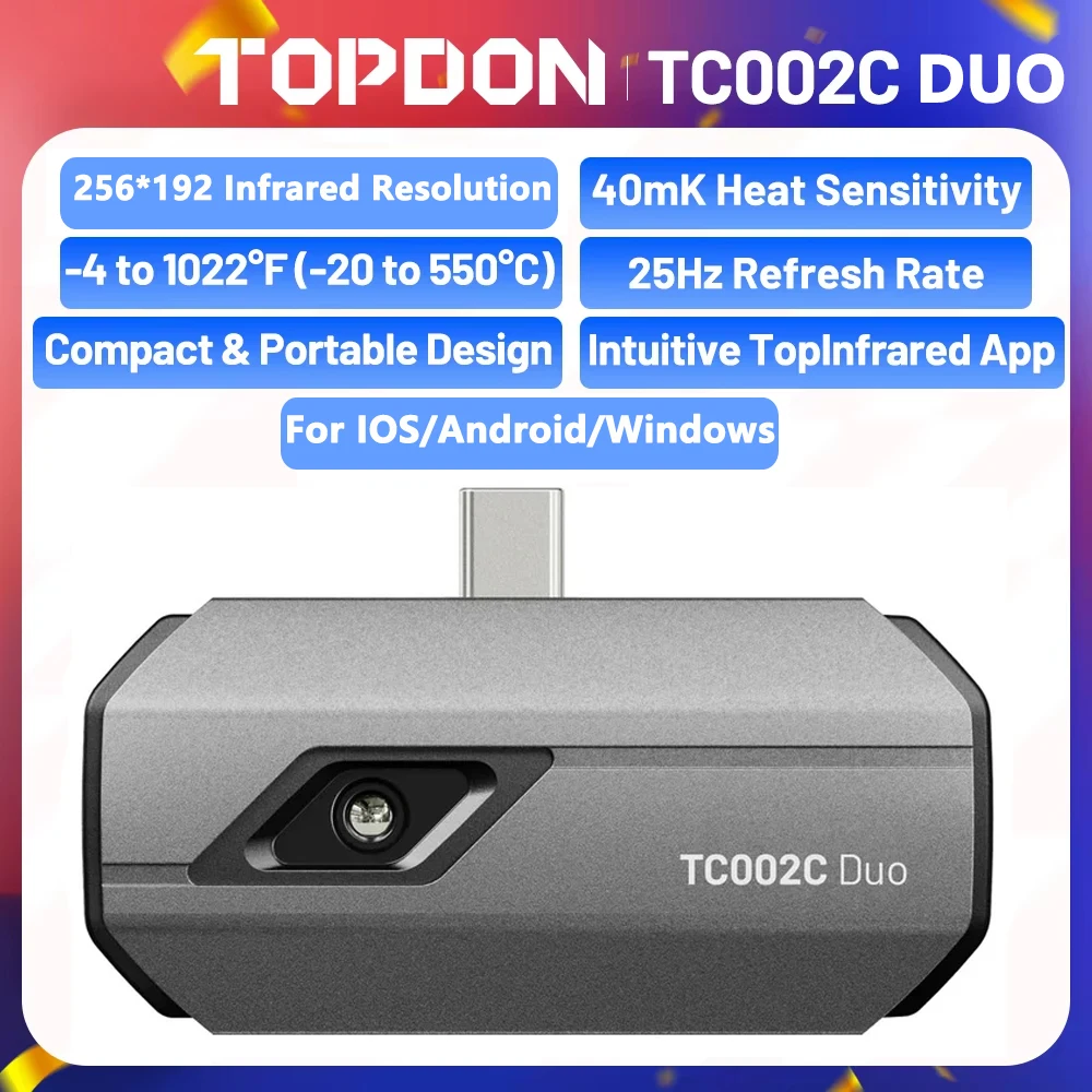 TOPDON TC002C DUO Thermal Camera for IOS/Android 256 X 192 IR High Resolution Infrared Test Report Upgraded Version of TC002