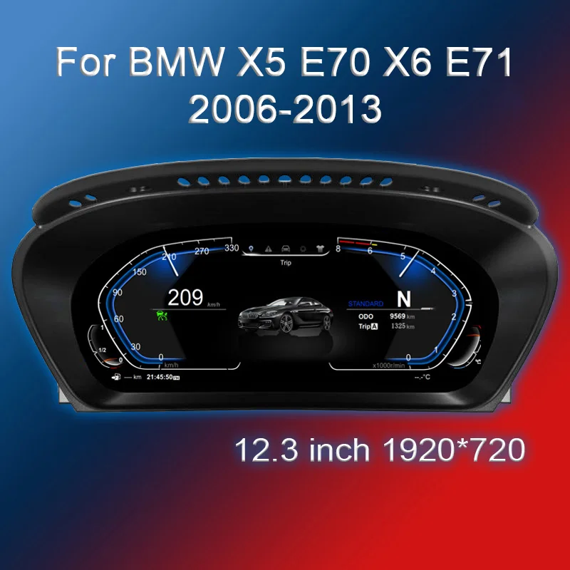 

Цифровой набор инструментов для BMW X5 E70 X6 E71 2006-2013, спидометр, приборная панель, 12,3-дюймовый HD-экран с антибликовым покрытием, обновленная часть