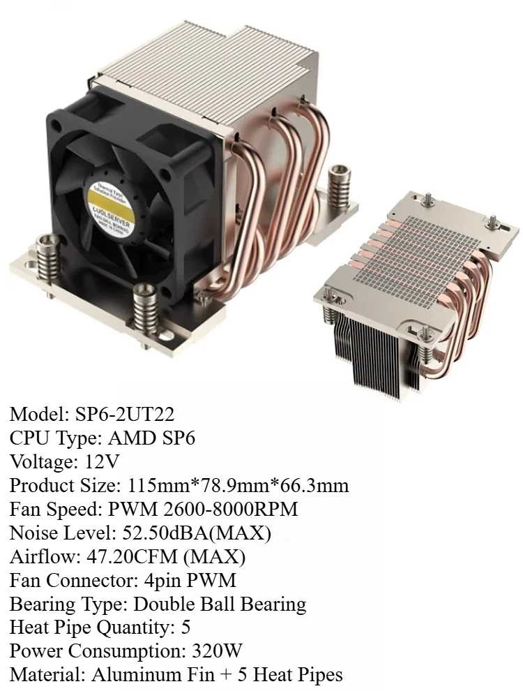 Applicable for Leopard 2U server AMD SP6 2U T22 CPU cooling fan