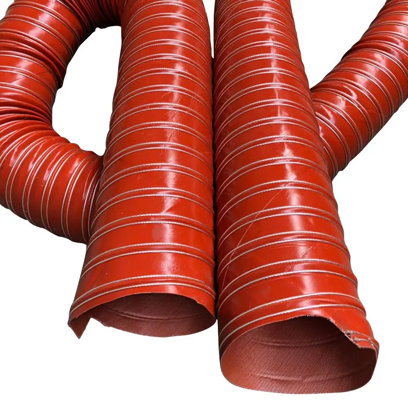 Heat resistant Red silicone hot air duct steel wire smoke vent Exhaust pipe Silicone hot exhaust air hose 50mm