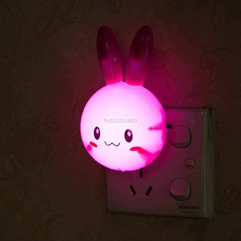 

Cartoon Rabbit LED Night Light AC110-220V Switch Wall Night Lamp With US Plug Gifts For Kid/Baby/Children Bedroom Bedside Lamp