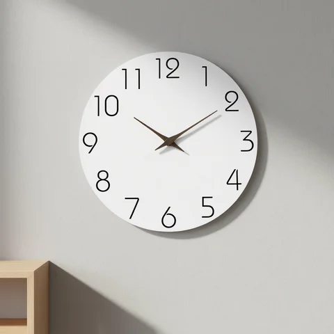 Casual Modern White Pattern Wooden Wall Clock Living Room Bedroom Kitchen Home Decoration Wall Clock Silent Quartz Clock Holiday Gift 10 Inches 12 Inches 14 Inches 16inch (Without Batteries)