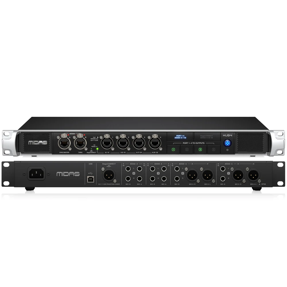 Midas HUB4 Monitor System Hub with 4 PoE Ports for Personal Mixers