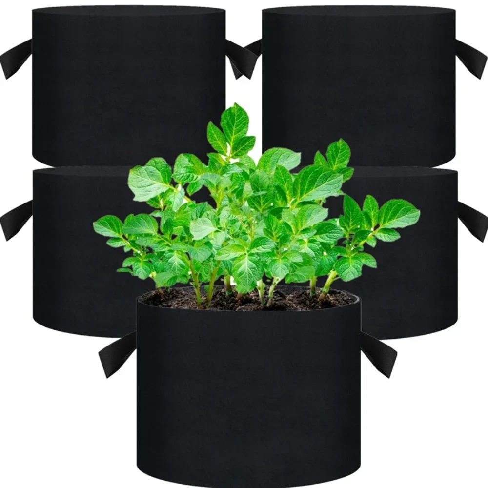 

5-Pack 5 Gallon Grow Bags Heavy Duty 300G Thickened Nonwoven Plant Fabric Pots with Handles