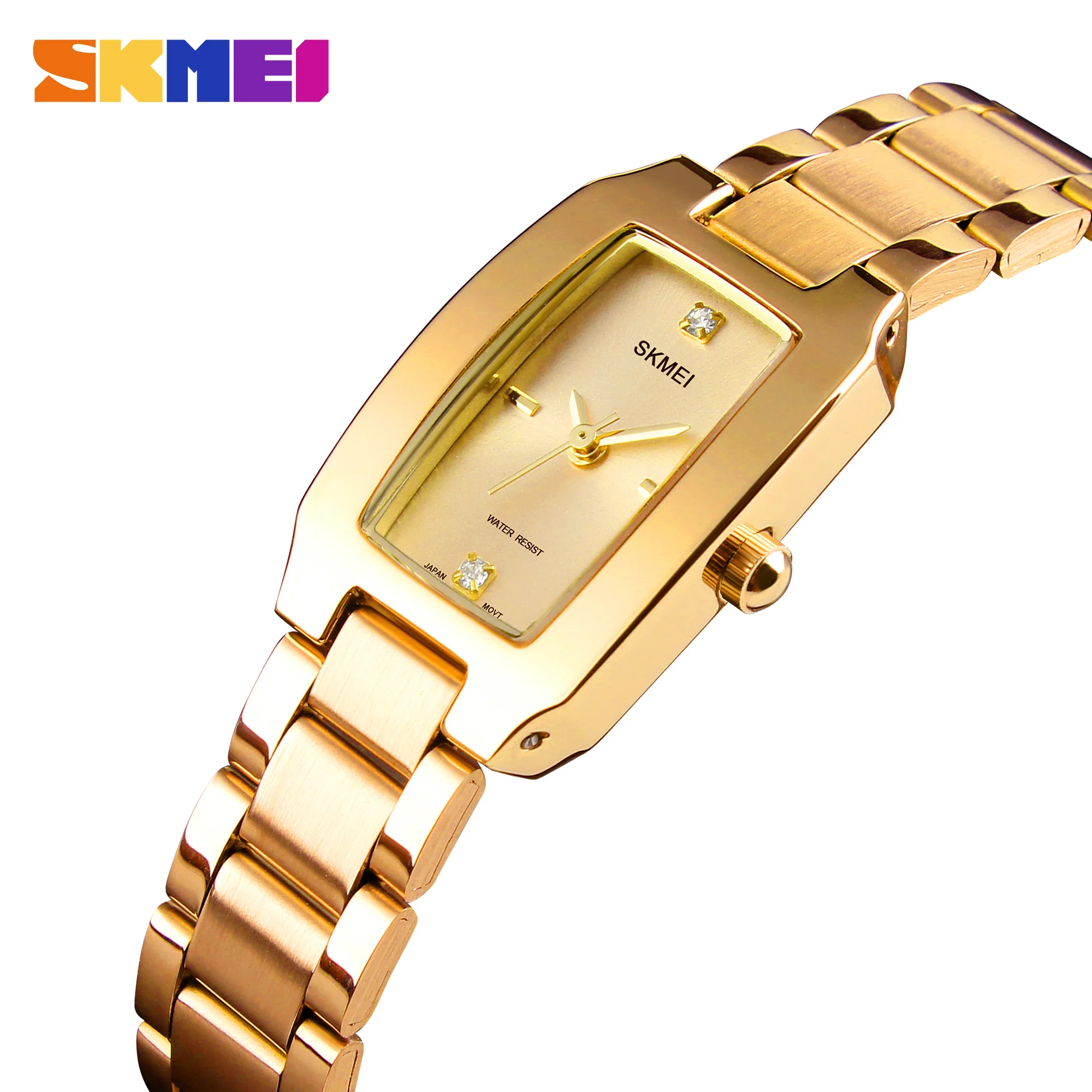 

SKMEI 1400 Relogio Feminino Quartz Watch Fashion Thin Watches Ladies Casual Dress Luxury Silver Ladies Rhinestone Waterproof