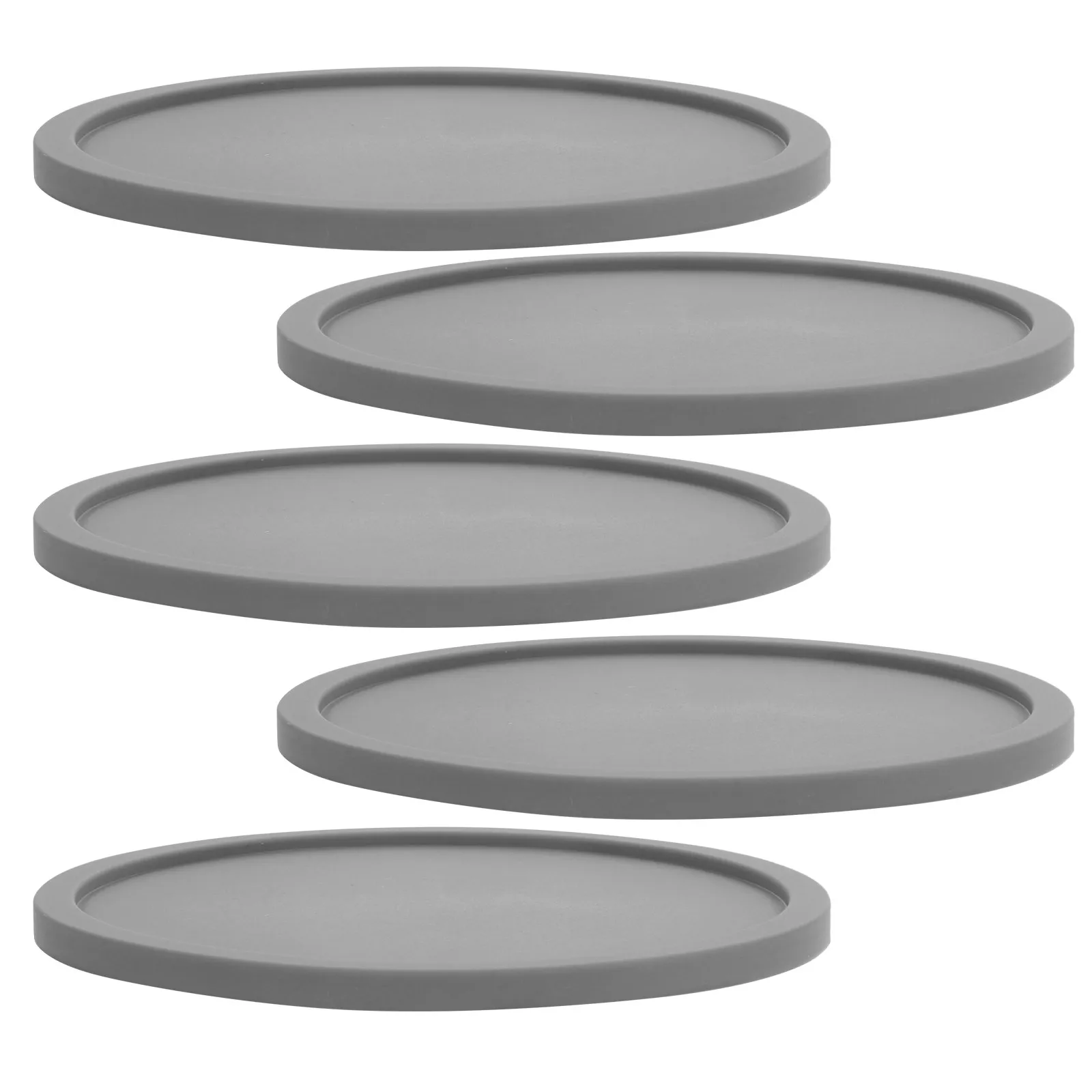 5Pcs Thick Food Grade Silicone Drink Coasters Non Slip Cup Mats for Hot Cold Beverages Table Decor Side Table Bedstand Bar Grey