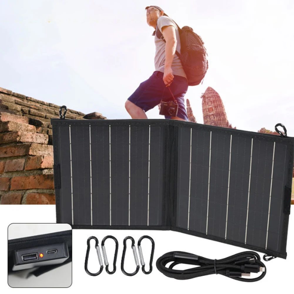 Folding Solar Panel Mobile Phone Power Bank Charger Waterproof USB5V For Outdoor Home Improvement Accessories Household Supplies