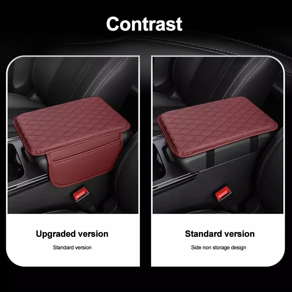 PU Leather Car Arm Rest Cushion Anti Scratch Armrest Protection Cover Center Console Box Protector with Storage Pocket