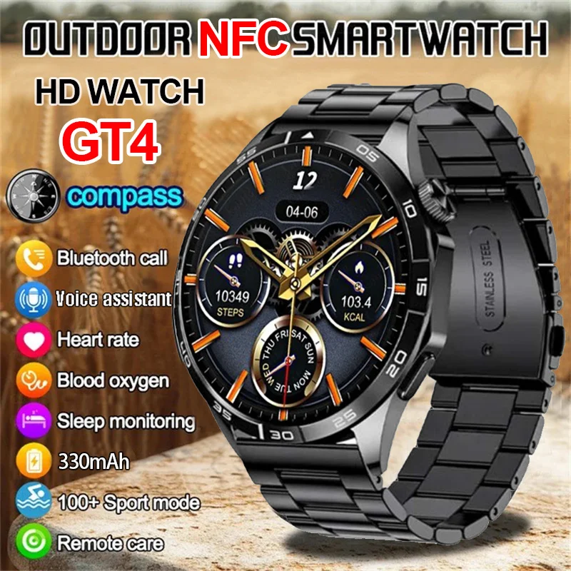 

2024 New watch GT4 Smartwatch Men 1.43 "AMOLED HD screen Bluetooth Talk IP68 Waterproof watch Smartwatch women for Xiaomi Huawei