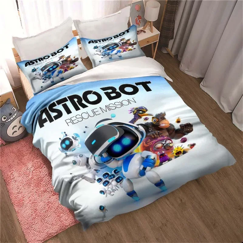 ASTRO BOT Cute Cartoon Bedding Set Duvet Set Single Double Bed King Size Bed Set Adult Children Bedroom Duvet Cover Pillow Case