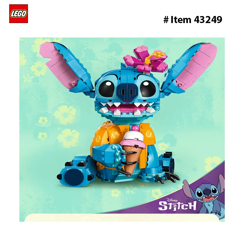 LEGO 43249 Stitch 730 Pcs DIY Toys For Boys Girl Buildable Figure with Ice Cream Cone, Fun Disney Gift for Girls, Boys and Love