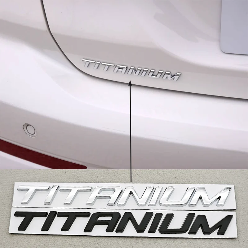 1 unidad de pegatina 3D de Metal cromado negro para coche, logotipo de titanio, insignia trasera para maletero, para Ford Ecosport Fiesta Focus Mondeo Edge Escape Kuga