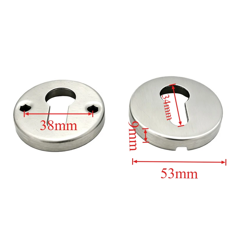 53mm Euro Cylinder Escutcheon Brushed Stainless Steel Keyhole Cover + Self-Tapping Screws & Through Bolts Door Hardware