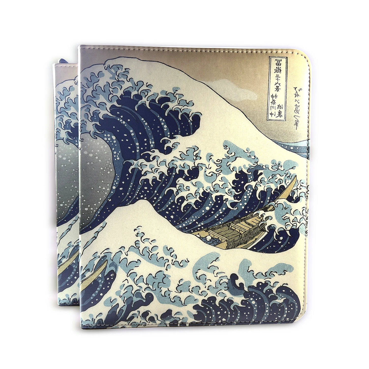 9-Pocket Trading Card The Great Wave Binder, 3 Rings Zipper Card Album for Sports,MTG/PKM/YGO Cards-50 Pages,960 Card Capacity