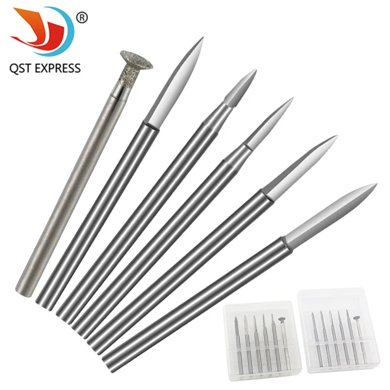 1 Set High-speed Steel Sword Shaped Carving Sharp Knife 2.35mm/3.0mm Handle Electric Grinder Engraving Drill Bit Tool