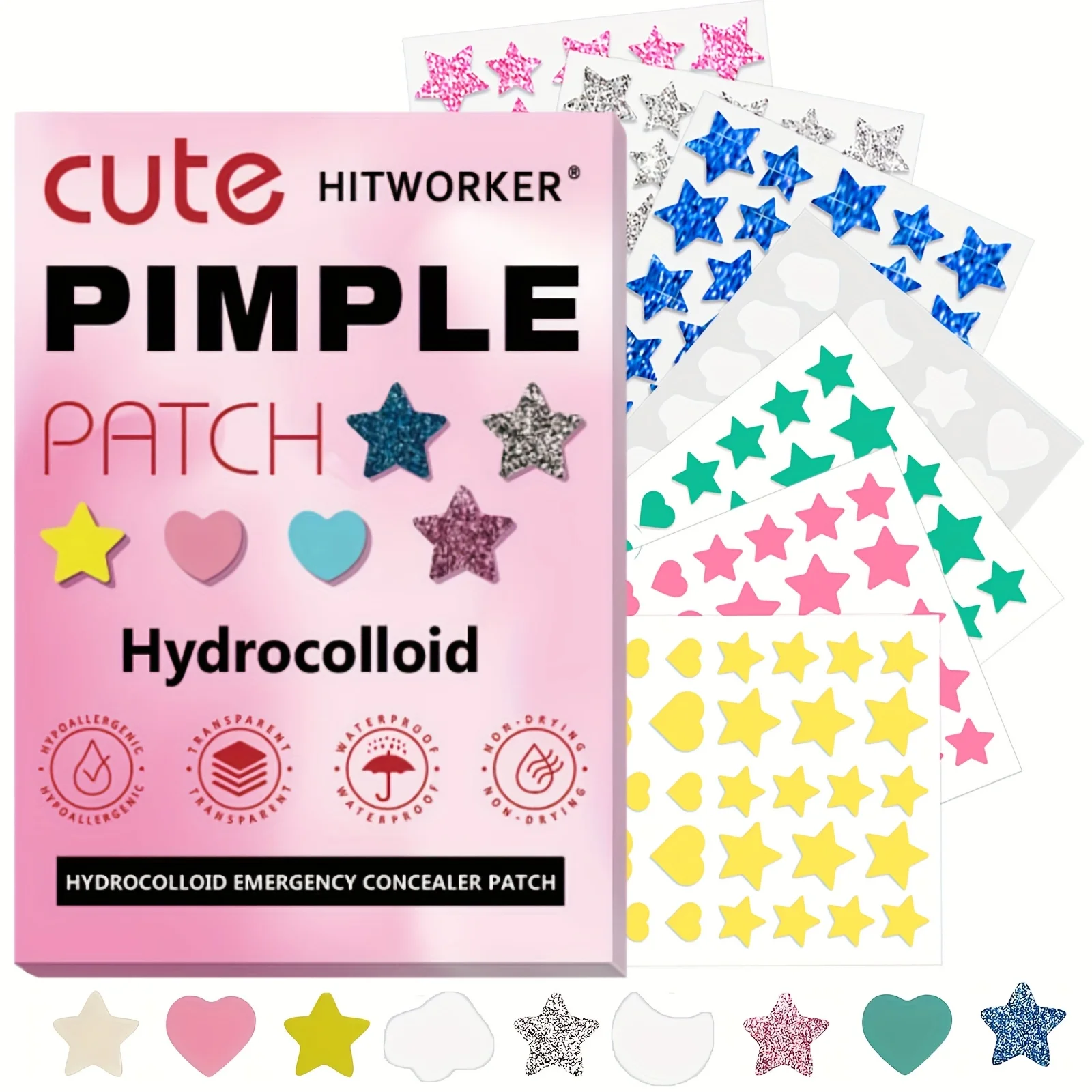 

260pcs New Pimple Patch Acne Patches Heart/Star/Flower/Round Shape Acne Dots Patches Moisturizes for Covering Zits and Blemishes