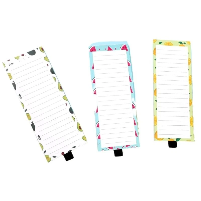 

3x8Inch Notepads, Kitchen Fridge Memopad Fruit Print Writing Pad for Fridge Grocery List Shopping Lists