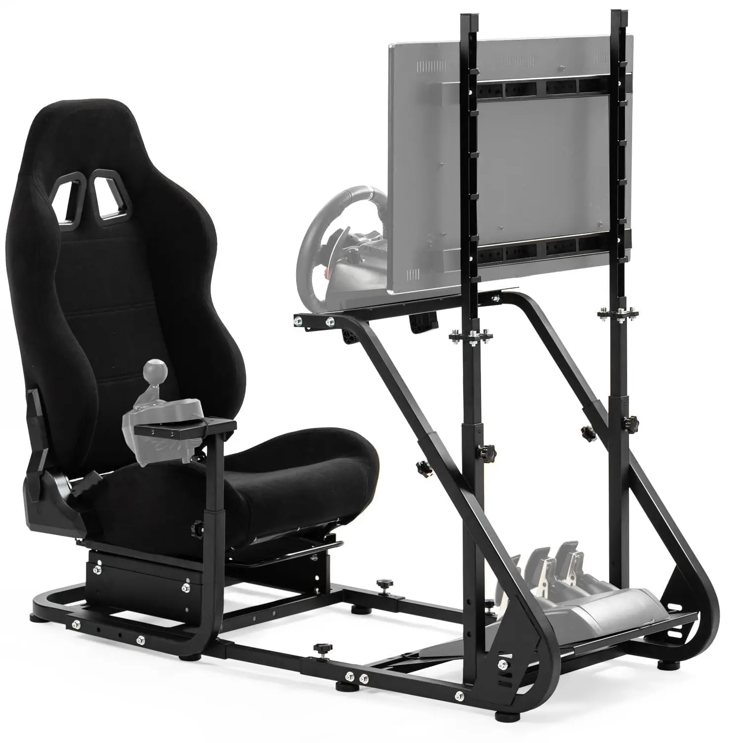 Racing Sim Cockpit, Monitor Mount, Black Seat, Fits Logitech g29/g920, Thrustmaster t300, No Shifter/Wheel/Pedals