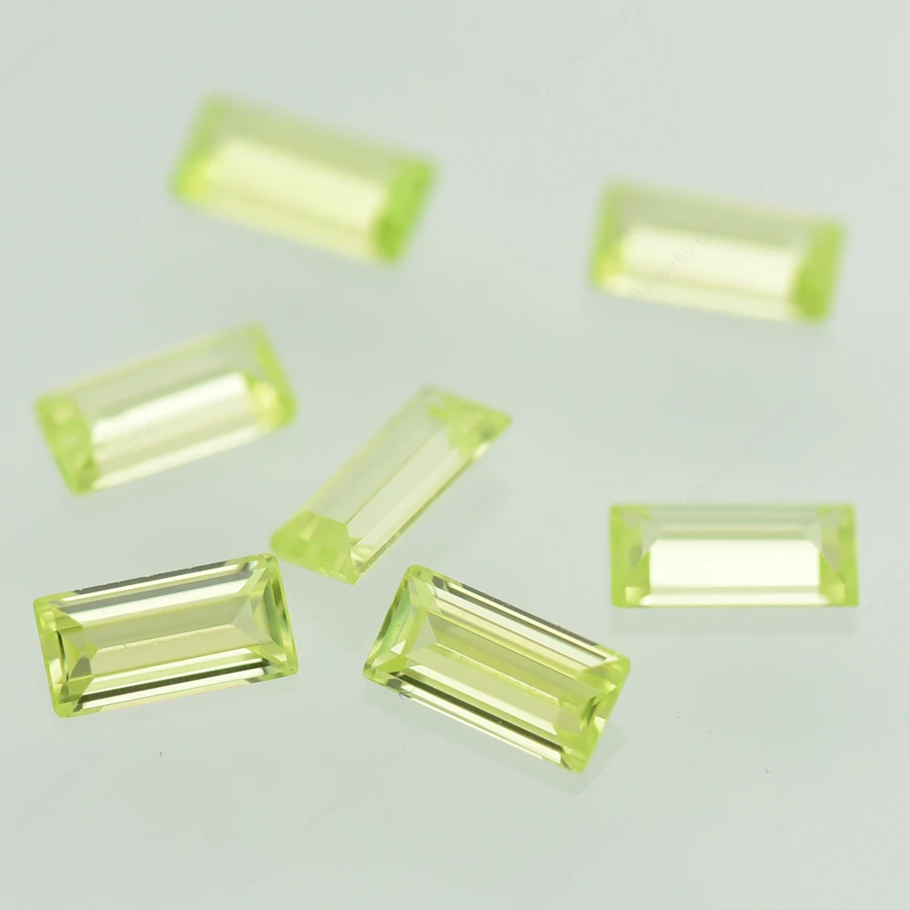 Baguette Rectangle Shape Cut Fruit Green CZ Stone Size 2x4~3x6mm 5A Synthetic Gems Loose Cubic Zirconia For DIY Jewelry