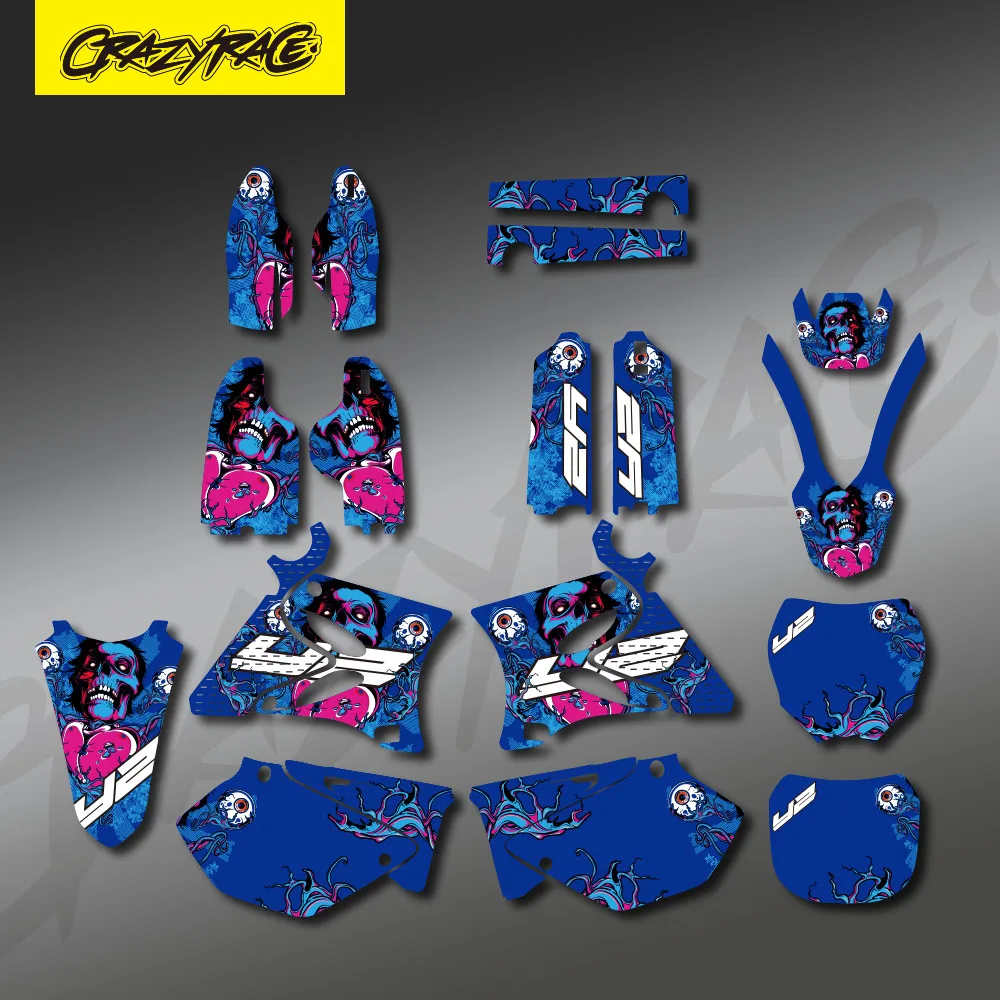 For YAMAHA YZ125 YZ250 2002- 2005 2006 2007 2008 2009 2010 2011 2012 2013 2014 YZ 250 CRAZYRACE Graphic Sticker Decals New Style