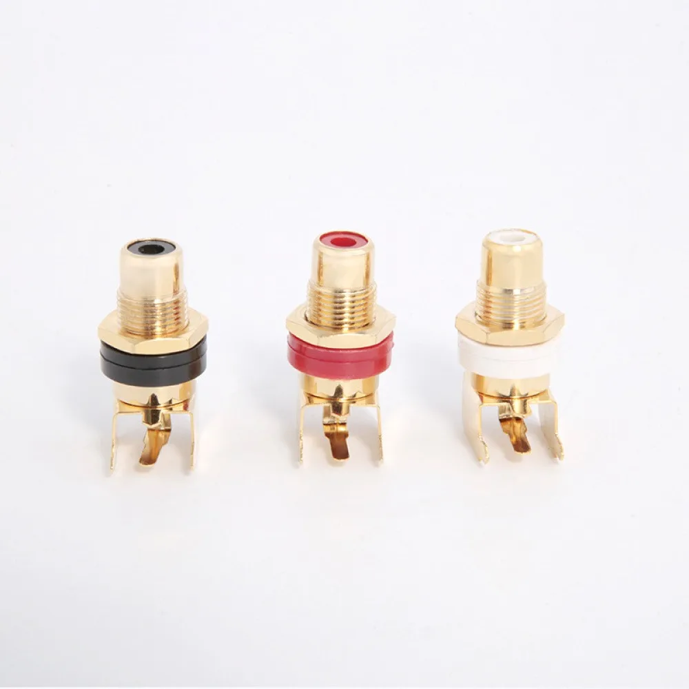 

1PCS Gold Plated Pure Copper Receptacle Speaker Connector Phono Audio Video Lotus Plug Audio Connector Adapter