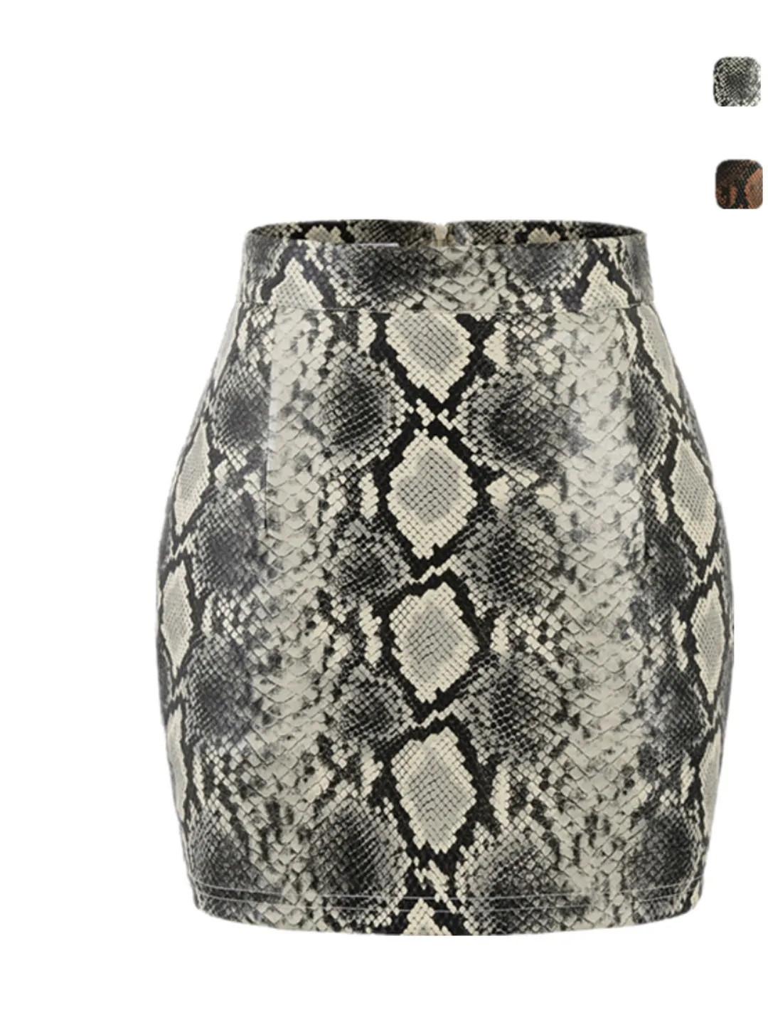 Snake Print Skirt A-Line Slim Fit High Waist Zipper Design Elastic Fabric Vintage Wild Sle Women's Faion