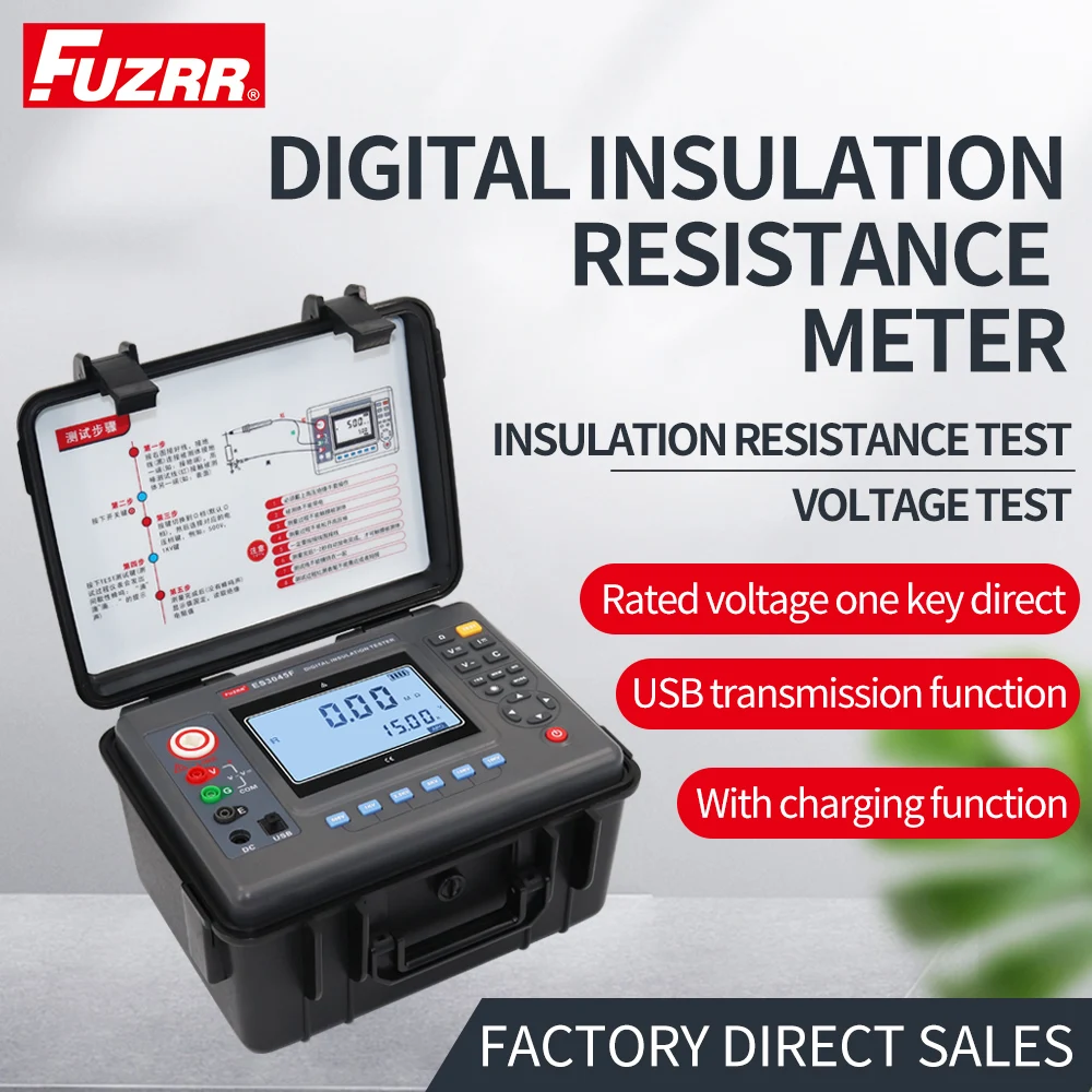 ES3045F Insulation Resistance Tester with 500V-1000V-2500V-10KV-15KV Rated Voltage 1-Year Warranty