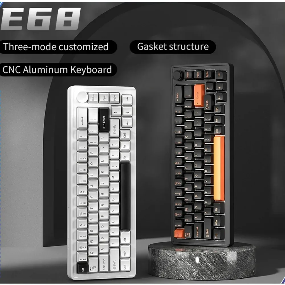 FURYCUBE E68 Wireless Mechanical Keyboard 68 Layout 3-Mode BT/2.4G/Wired Gasket Customized Hot-swap CNC Aluminum Lump RGB Gaming