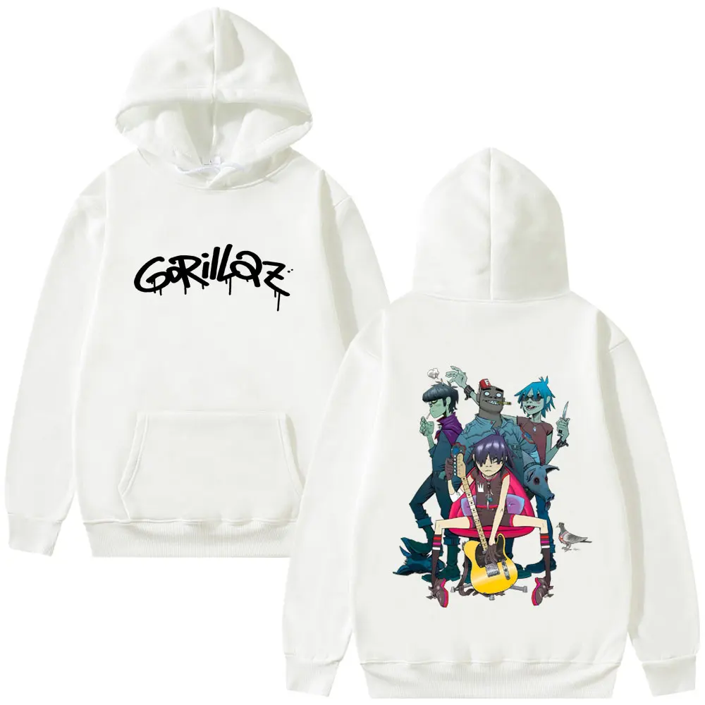Alternative Rock Band Gorillaz Graphic Hoodie Men Women Hip Hop Gothic Oversized Streetwear Man Fashion Vintage Pullover Hoodies