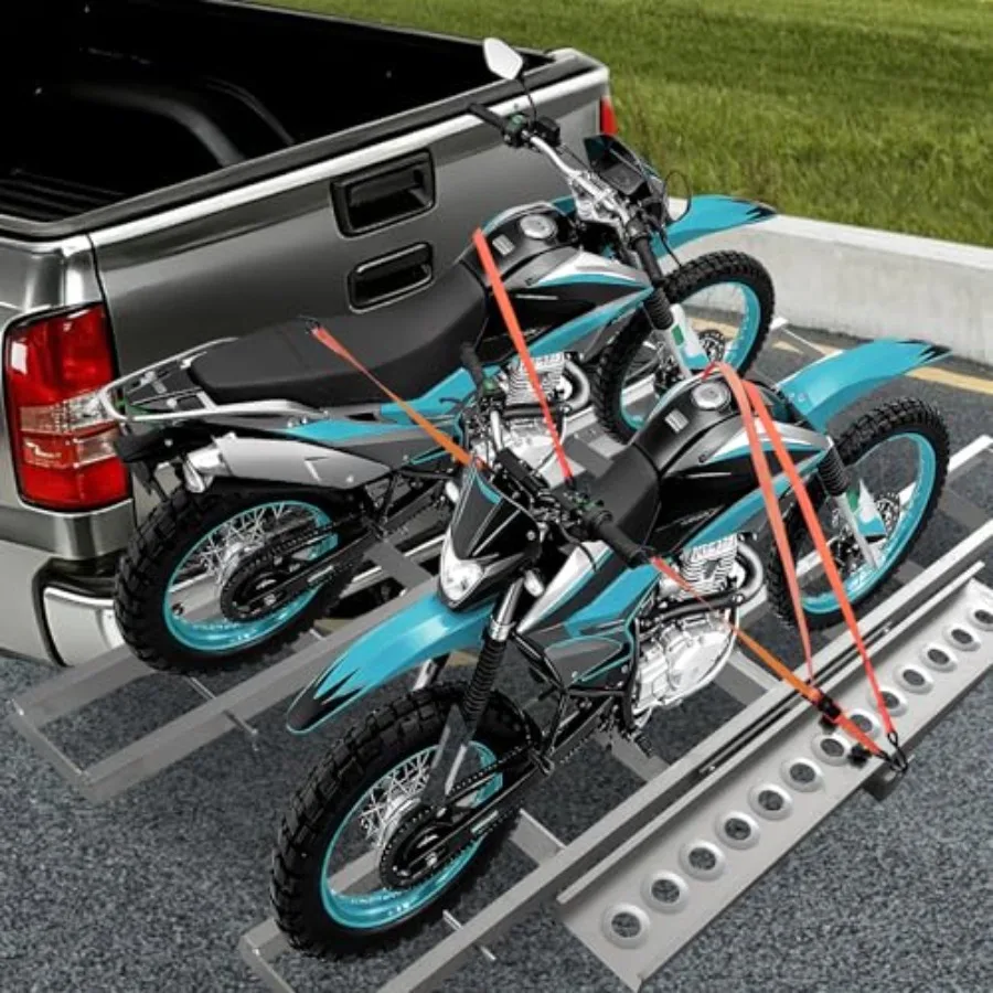 

600 LBS Heavy-Duty Steel Double Motorcycle Carrier for 2 Hitch 47 Extra Long Ramp Included Universal Hitch Mount Hauler for Bik