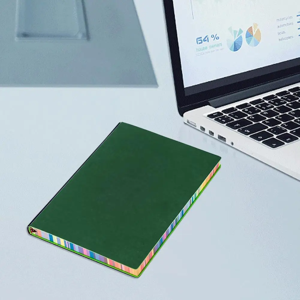 학생 일기장 두꺼운 무지개 색상 가장자리 인조 가죽 A5 노트북, 강한 바인딩, 사무실용 부드러운 필기