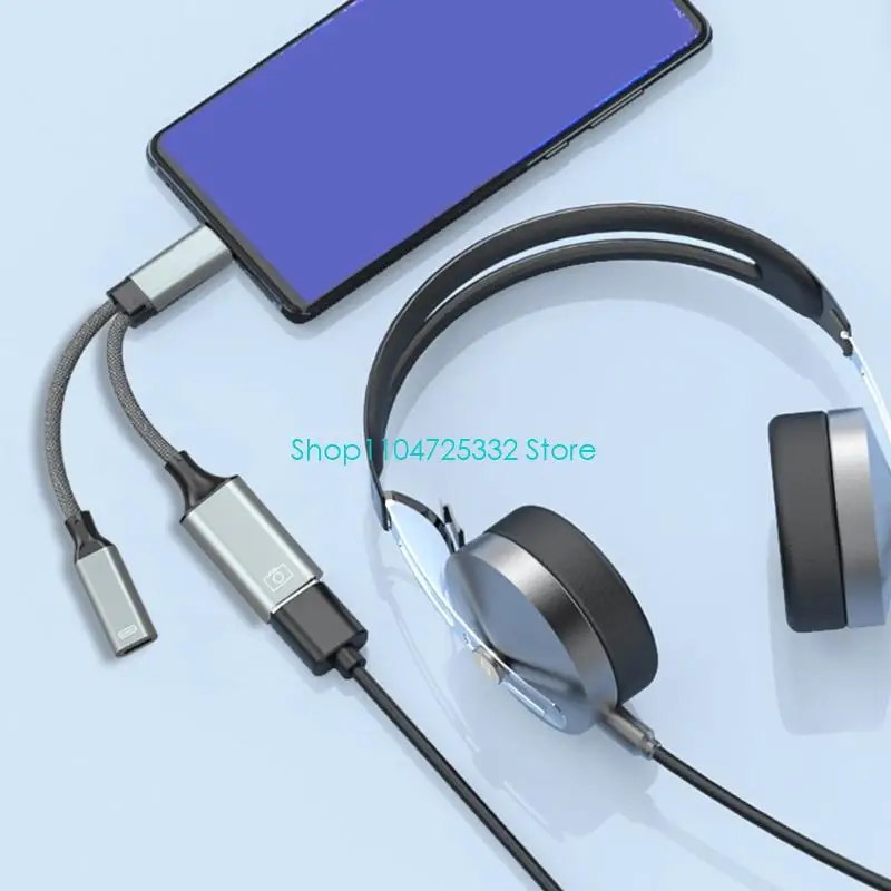 P5EA Braide USB C адаптер-разветвитель для зарядки наушников Быстрая передача данных USB C на наушники и адаптер для зарядки