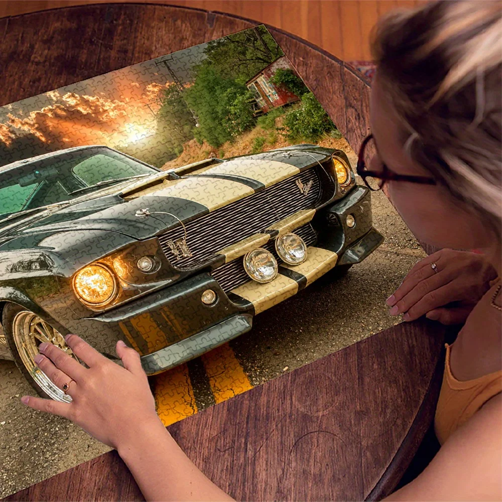 จิ๊กซอว์สำหรับผู้ใหญ่ 1000 ชิ้น ขนาดใหญ่ 27.56x19.69 นิ้ว สไตล์วินเทจ ลายกล้ามเนื้อแนวสตรีท  จิ๊กซอว์กระดาษ 500 ชิ้น เกมสร้างสรรค์ DIY