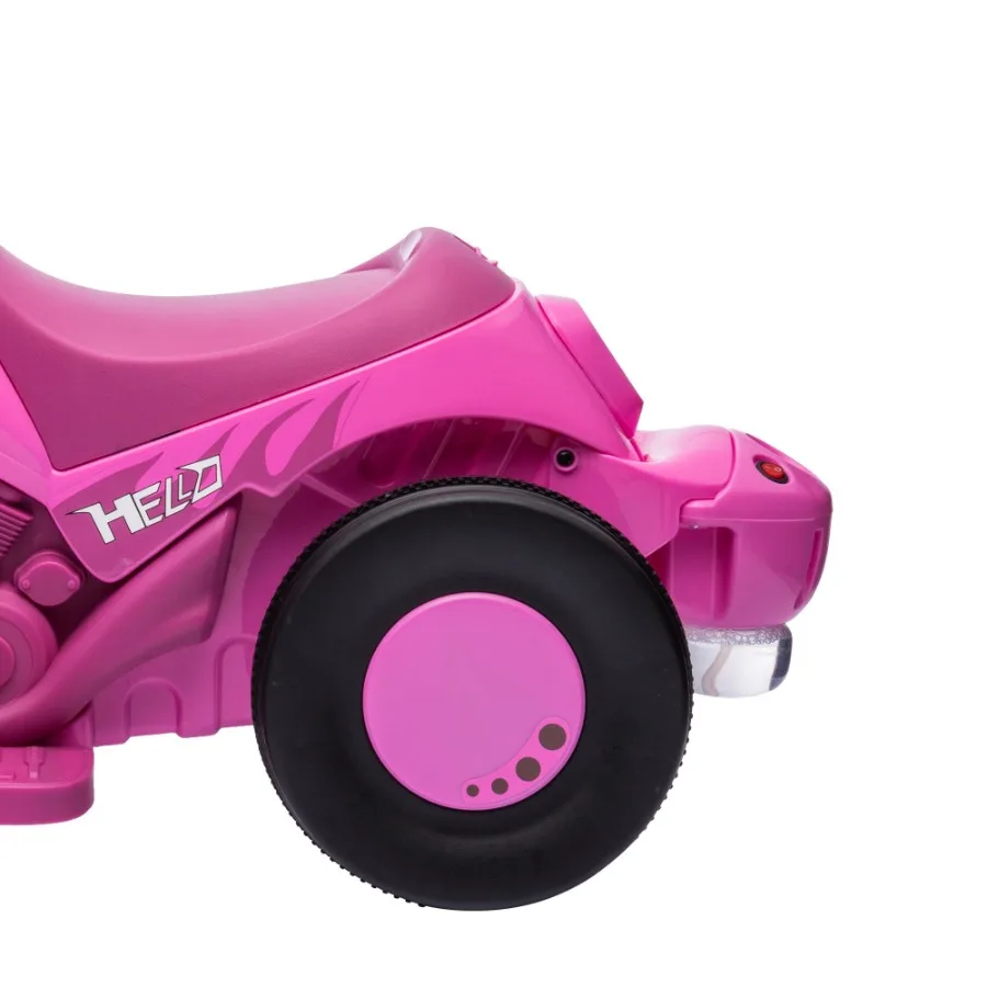 Qaba Ride on Bubble Car 6V Motorcycle 3 Wheeled 2 MPH Electric Motorbike for Toddler with LED light Music Forward Reserve Pink