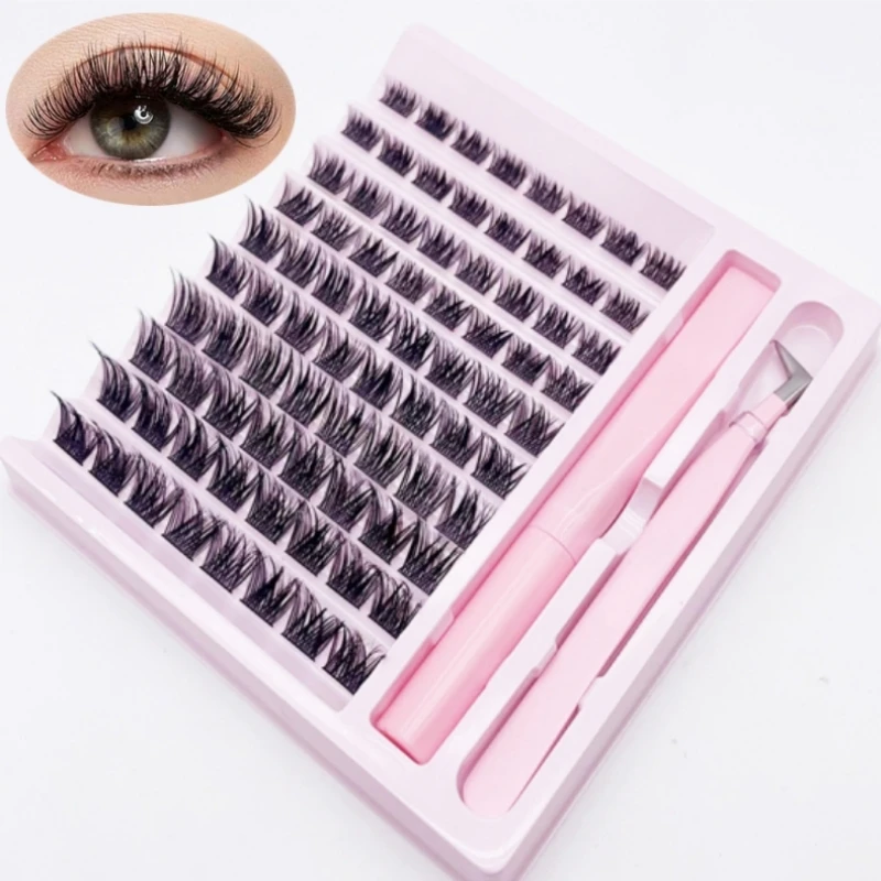 10 Rows/Boxes Fluffy and reusable handmade LD curl thin cotton band clusters Eyelash Extensions with personalized