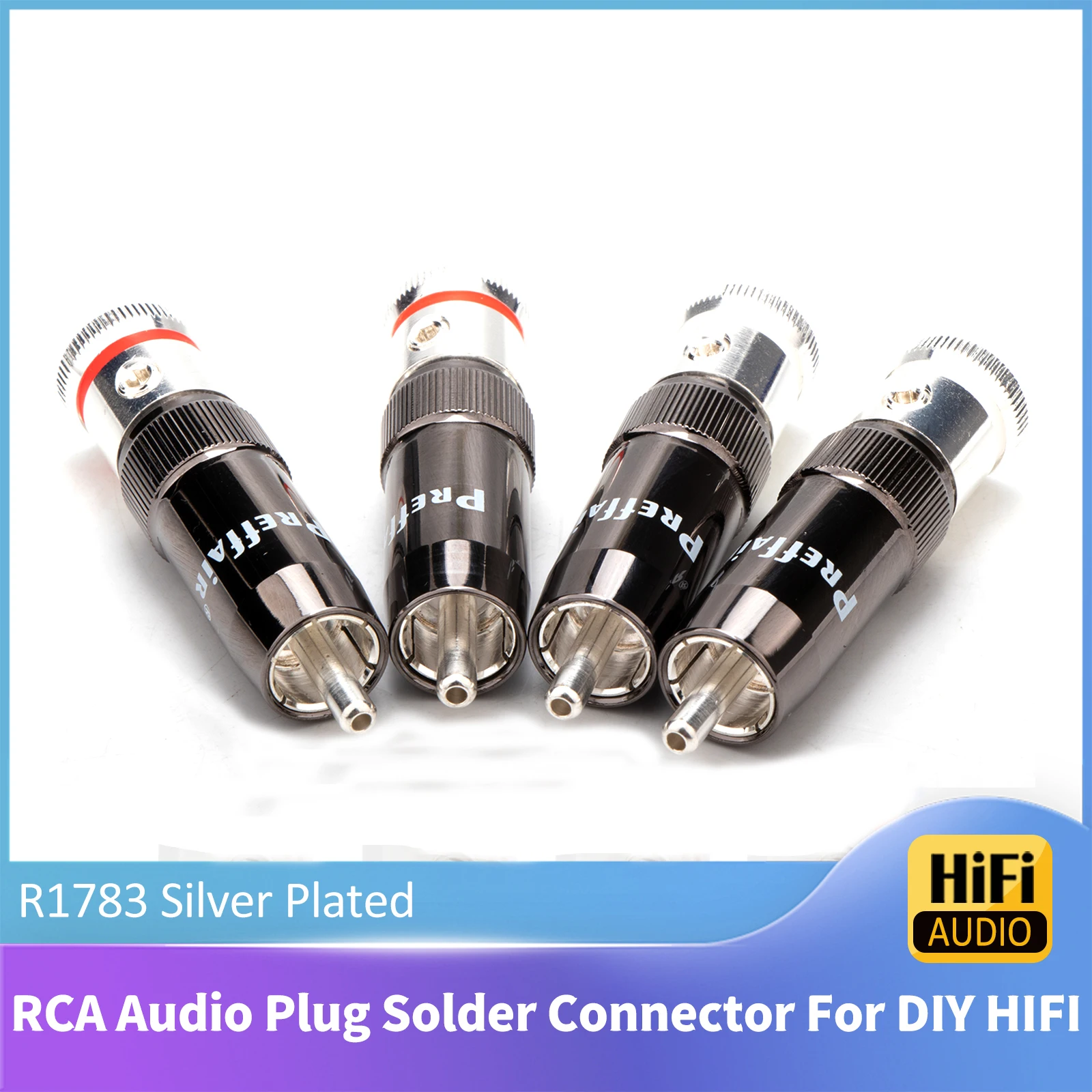 Preffair RCA Plug Berlapis Perak Konektor RCA Solder Self-locking Lotus Head RCA Ekstensi Adaptor Kabel Diy