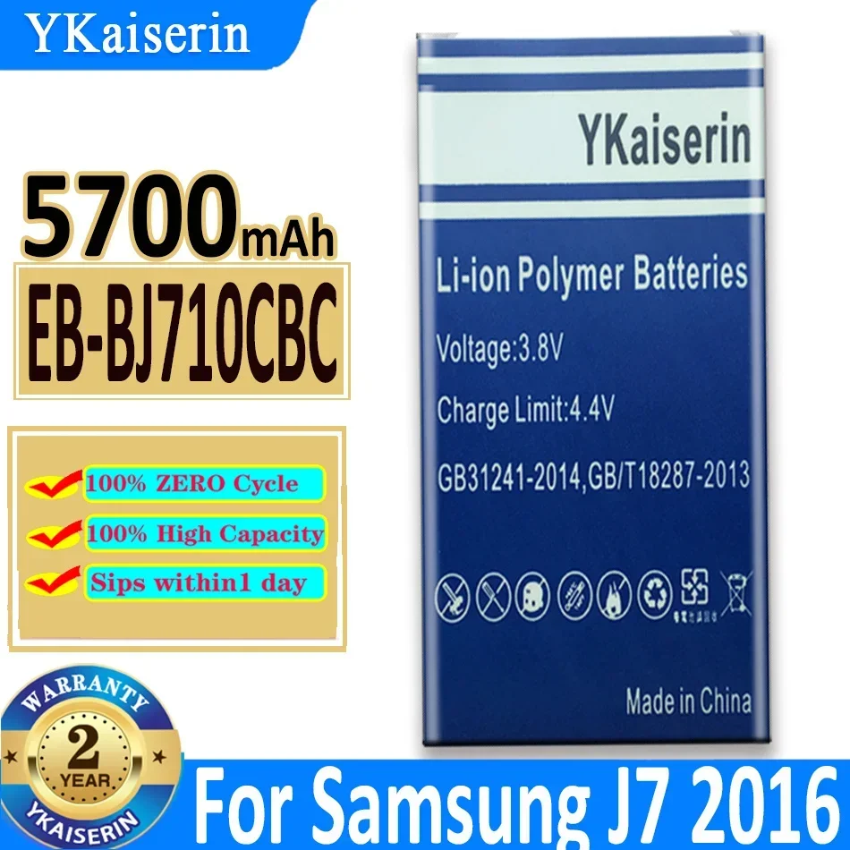 YKaiserin Replacement Phone Battery EB-BJ710CBC For Samsung Galaxy J7 2016 Edition J710 SM J710F J7109 J7108 5700mAh