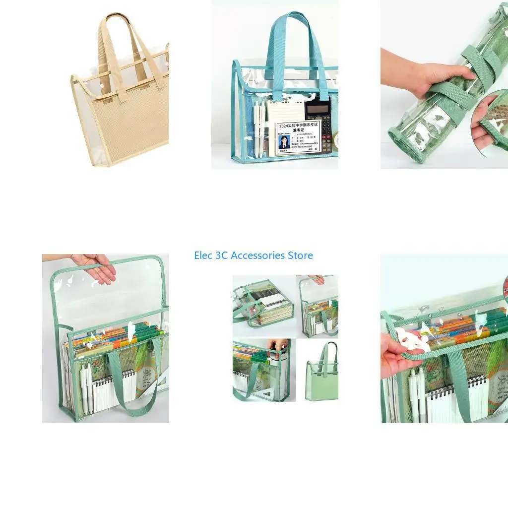Y51A Water Resistant Clear PVC Document Carrying Bag With Handle Double Layered File Organiser Storage Pouches For Office