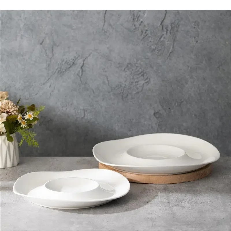 

Ceramic Dinner Plate Restaurant Irregular Service Thick Soup Snack Plates Dessert Sushi Home Tableware