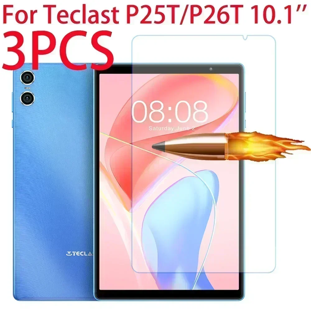 9時間強化ガラススクリーンプロテクター,10.1インチタブレット保護フィルム,3個,teclast p25t, p26t, p25, p26 t