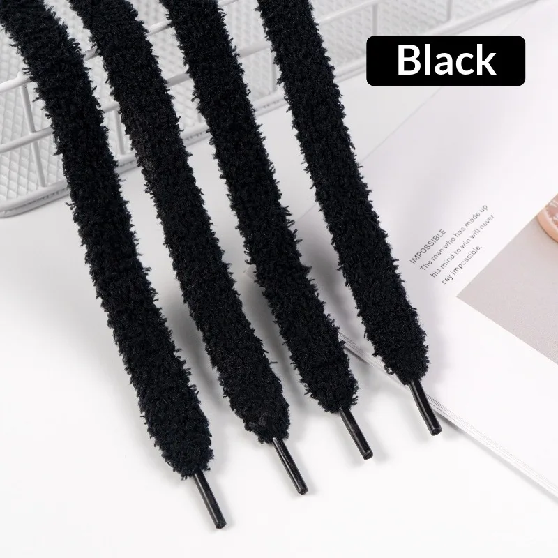 Flat Shoelace Fluffy Shoelaces 1.5CM Width Plush Rope Shoe Laces for Shoes Casual Sneakers 100/120/140/160CM Shoe Accessorie New