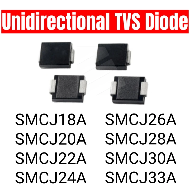 20PCS SMCJ18A SMCJ20A SMCJ22A SMCJ24A SMCJ26A SMCJ28A SMCJ30A SMCJ33A Unidirectional TVS Transient Suppression Diode SMC