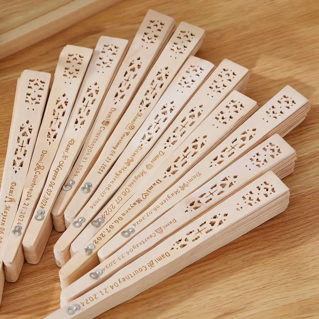 

Personalized Wooden Folding Hand Fans Custom Sandalwood Fan Wedding Favors for Guests Beach Outdoor Wedding Party Decor Gifts