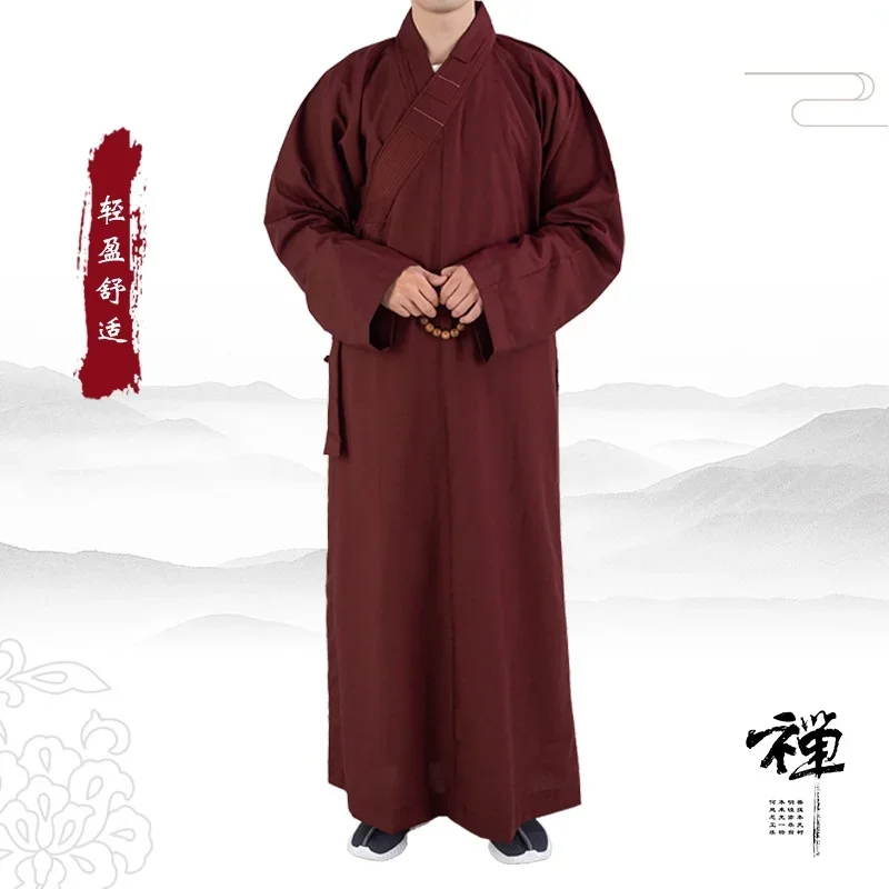 Traditional Chinese Clothing Long Robes for Buddhism Monk Buddhist Clothing for Adults Men Haiqing Meditation Gown