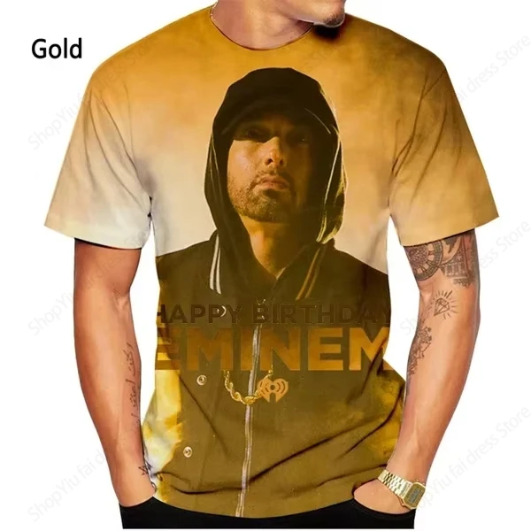 الرجال التي شيرت مغني الراب ايمينيم ثلاثية الأبعاد تي شيرت مطبوع الرجال النساء موضة تي شيرت الاطفال الهيب هوب بلايز تيز روك الراب التي شيرت الصيف