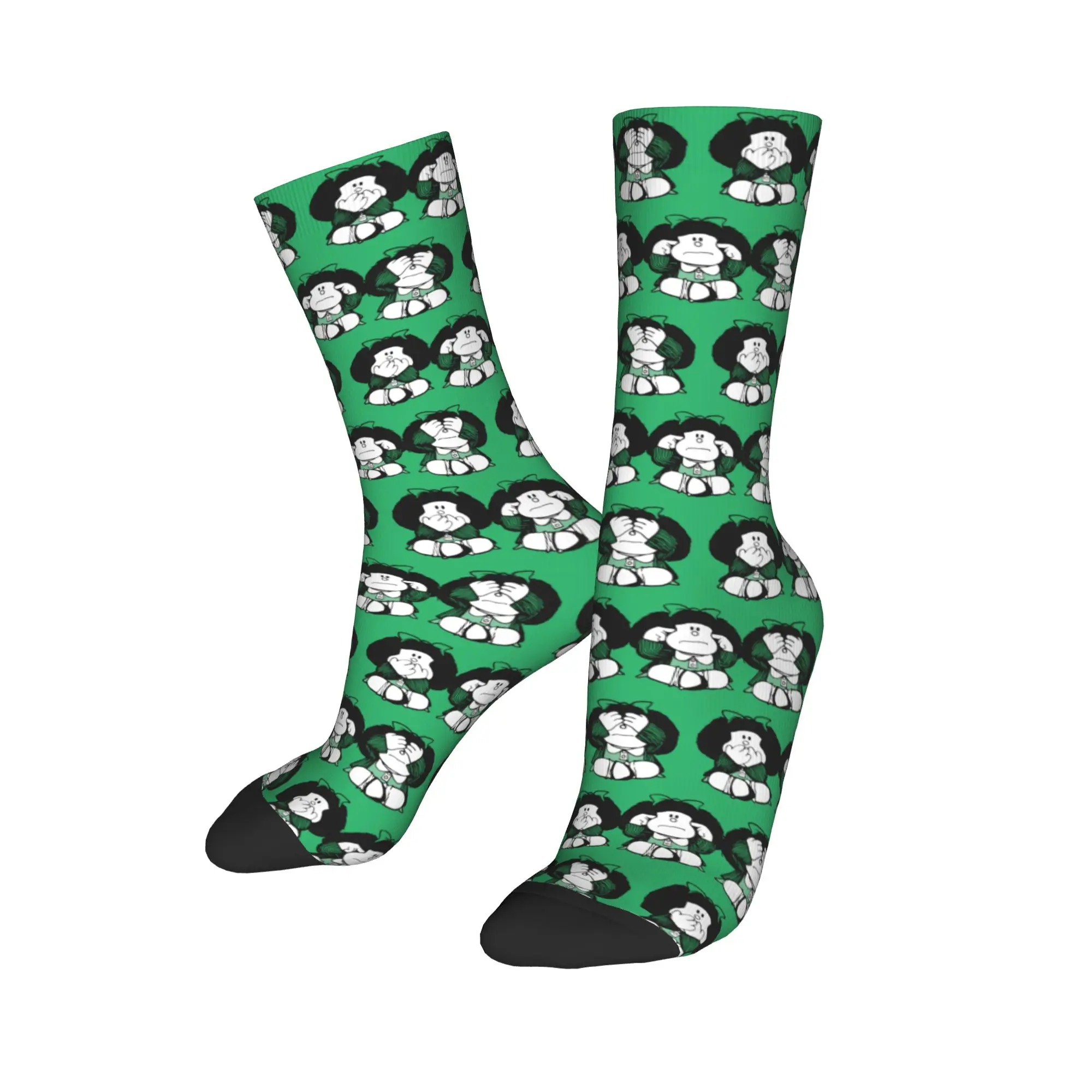 Autumn Winter Funny Unisex Three Monkey Socks Mafalda Cartoon Non-slip Basketball Socks